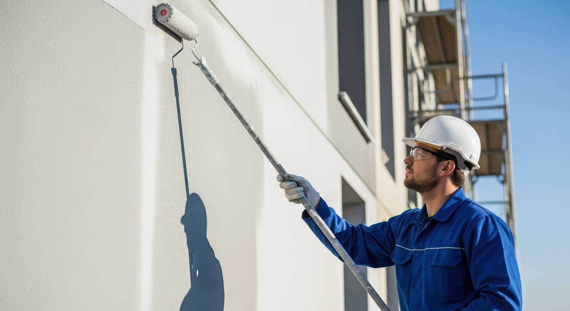 man painting the building's wall